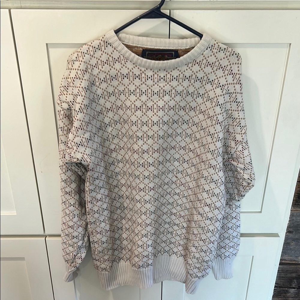 RALPH LAUREN Vintage 90s CHAPS Mens Sweater 100% Cotton sz Xl diamond dot design